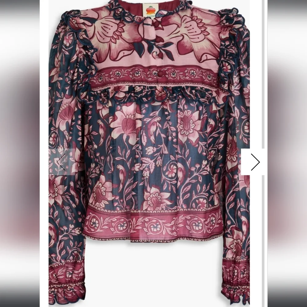 FARM RIO ainika charm long sleeve blouse in pink/rose - Picture 3 of 11